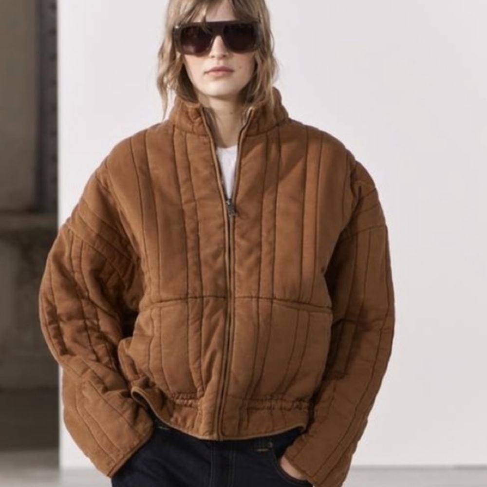 LIKE NEW Zara Washed Effect Padded Quilted Jacket
